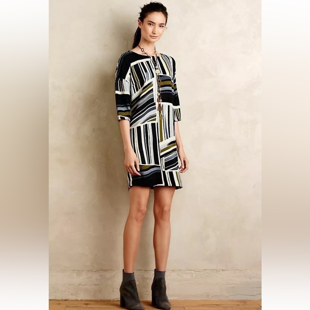 Anthropologie Weston Tunic Textured Dolman Shift Dress Pockets Size S